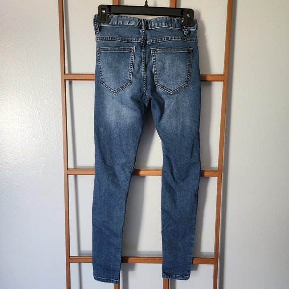 Free People Blue Distressed Skinny Jeans - Picture 2 of 6